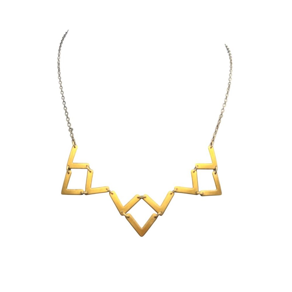 Amano Studio Necklace Geometric Chevron Signed Gold-Tone 16.5-18 inches